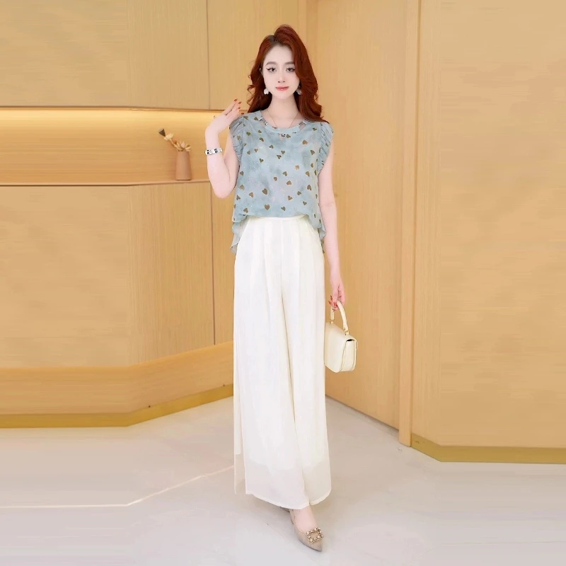 【两件套】夏季时尚女神修身洋气宽松气质休闲百搭显瘦减龄女装套裤