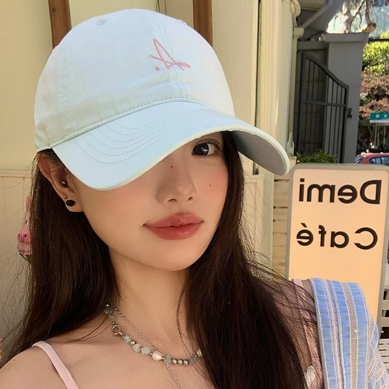 春夏季韩版百搭休闲鸭舌帽子A字母软顶大头围刺绣字母棒球帽女潮