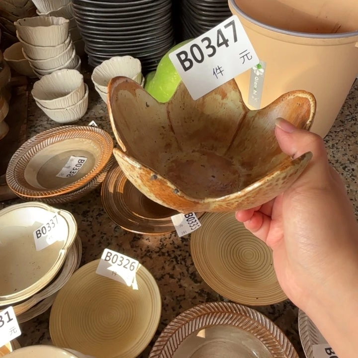 小***爷碗347粗陶花瓣碗1个装