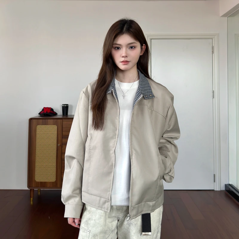 美式高街复古哈灵顿立领休闲夹克男款cleanfit春秋季痞帅宽松外套