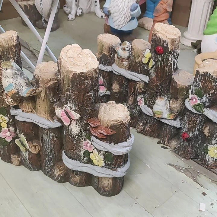 树脂一对树桩摆件