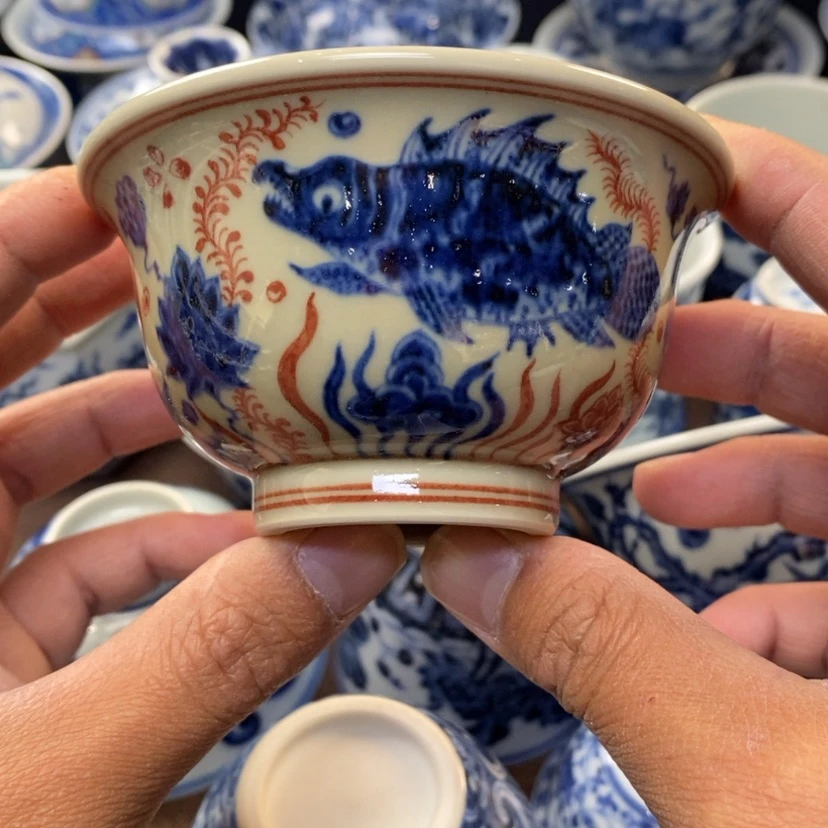 【闪购商品】景德镇青花釉里红主人杯