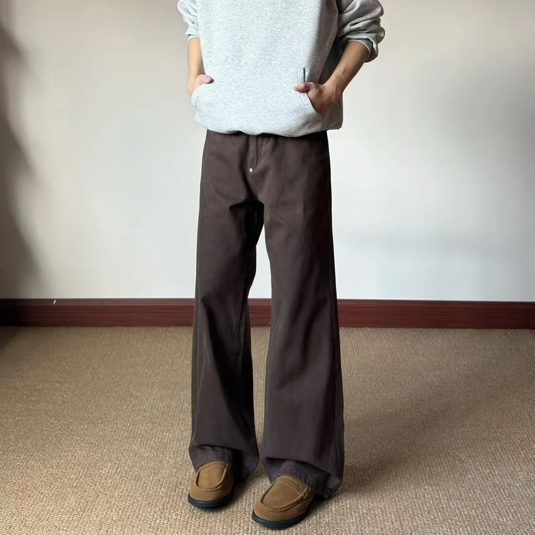 布老哥Blog美式复古"腿粗可穿"直筒牛仔裤宽松百搭休闲长裤K786