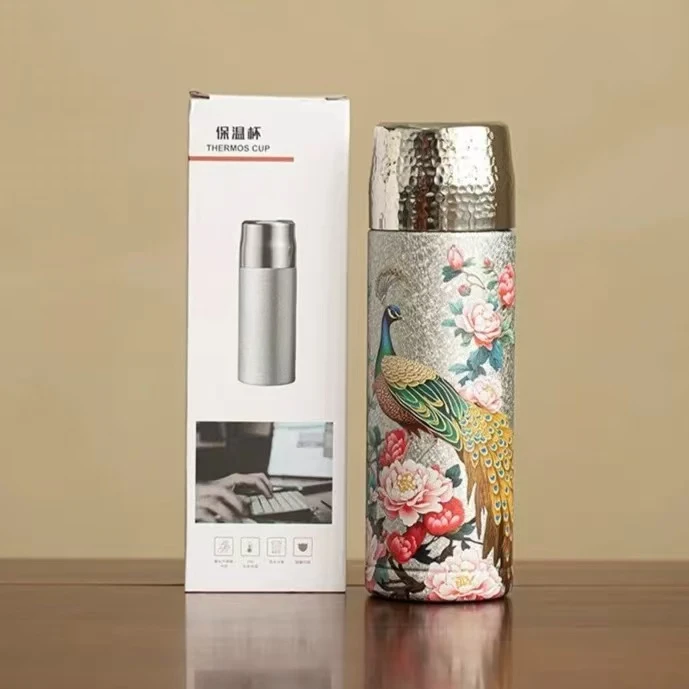 孔雀牡丹钛杯保温杯-6166-直播专享
