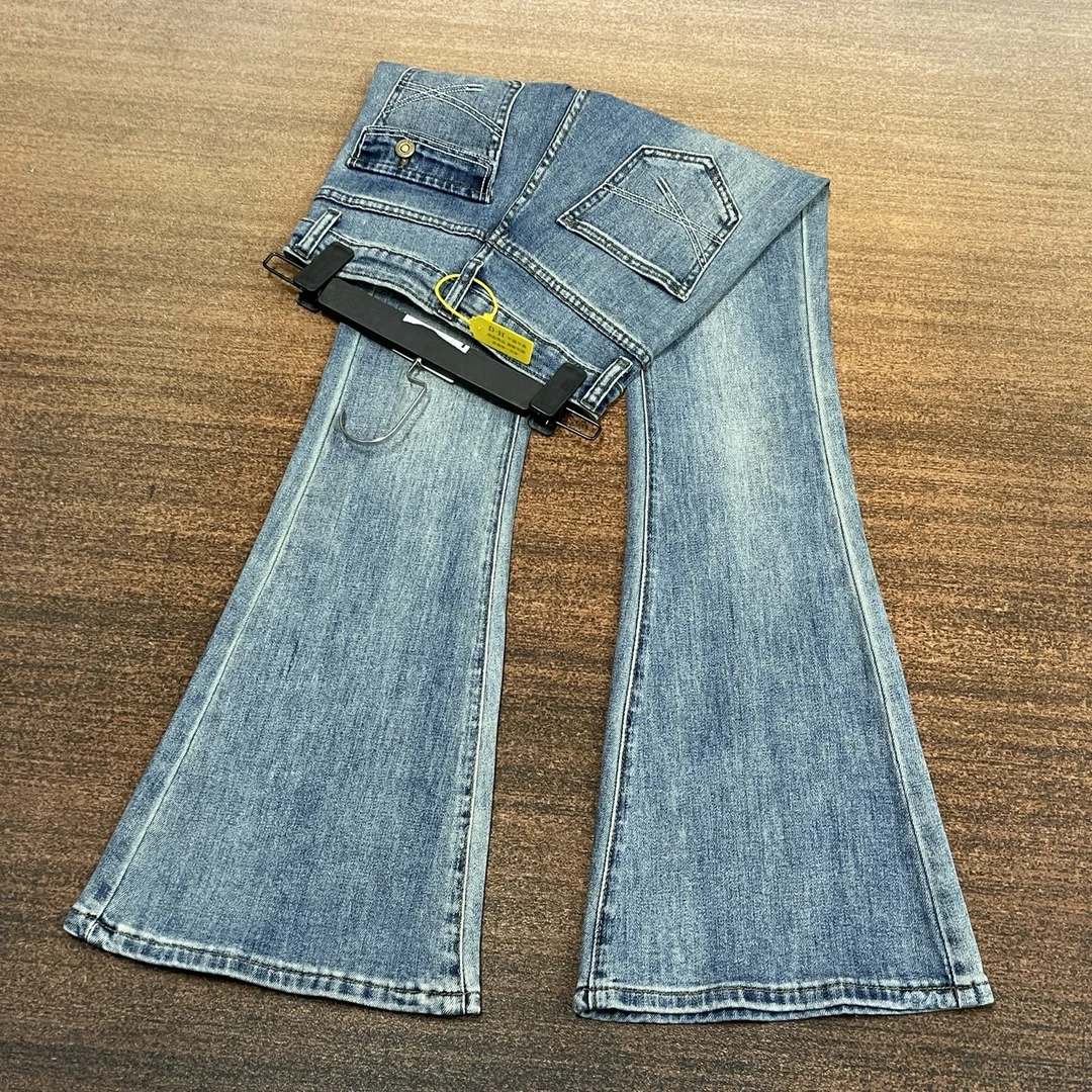 #F2-R6715 加绒-厚绒 怀旧蓝美式小众兜盖女神裤 高弹（不换退）