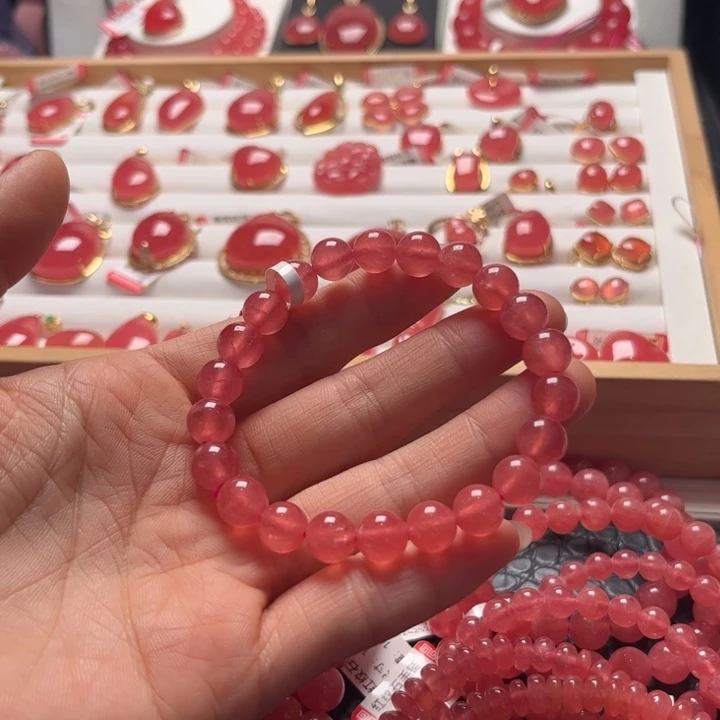 菱锰矿（红纹石）未镶嵌手绳