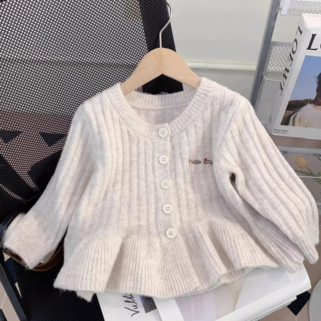 女童毛衣秋装2025新款洋气宝宝开衫儿童秋季针织衫外套毛线衣童装