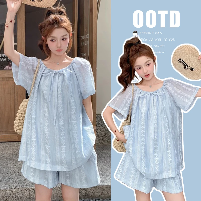 大码女装2025夏季款法式慵懒宽松简约气质公主风休闲气质减龄套装