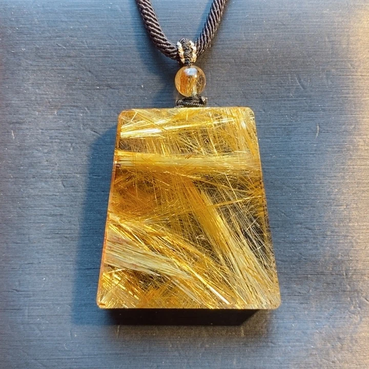 颈饰未镶嵌发晶天然金发晶满发晶无事牌