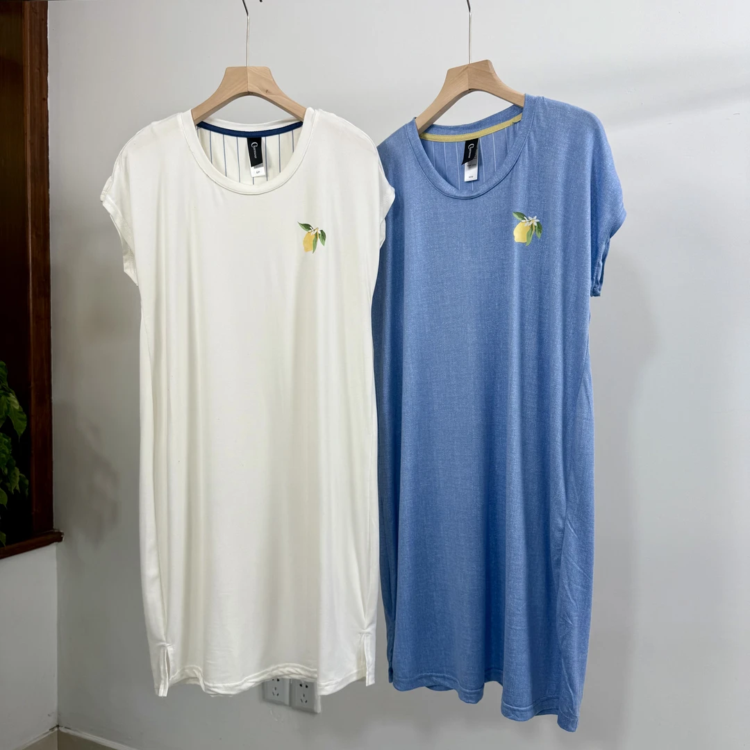 108外销欧美柠檬休闲居家连衣裙