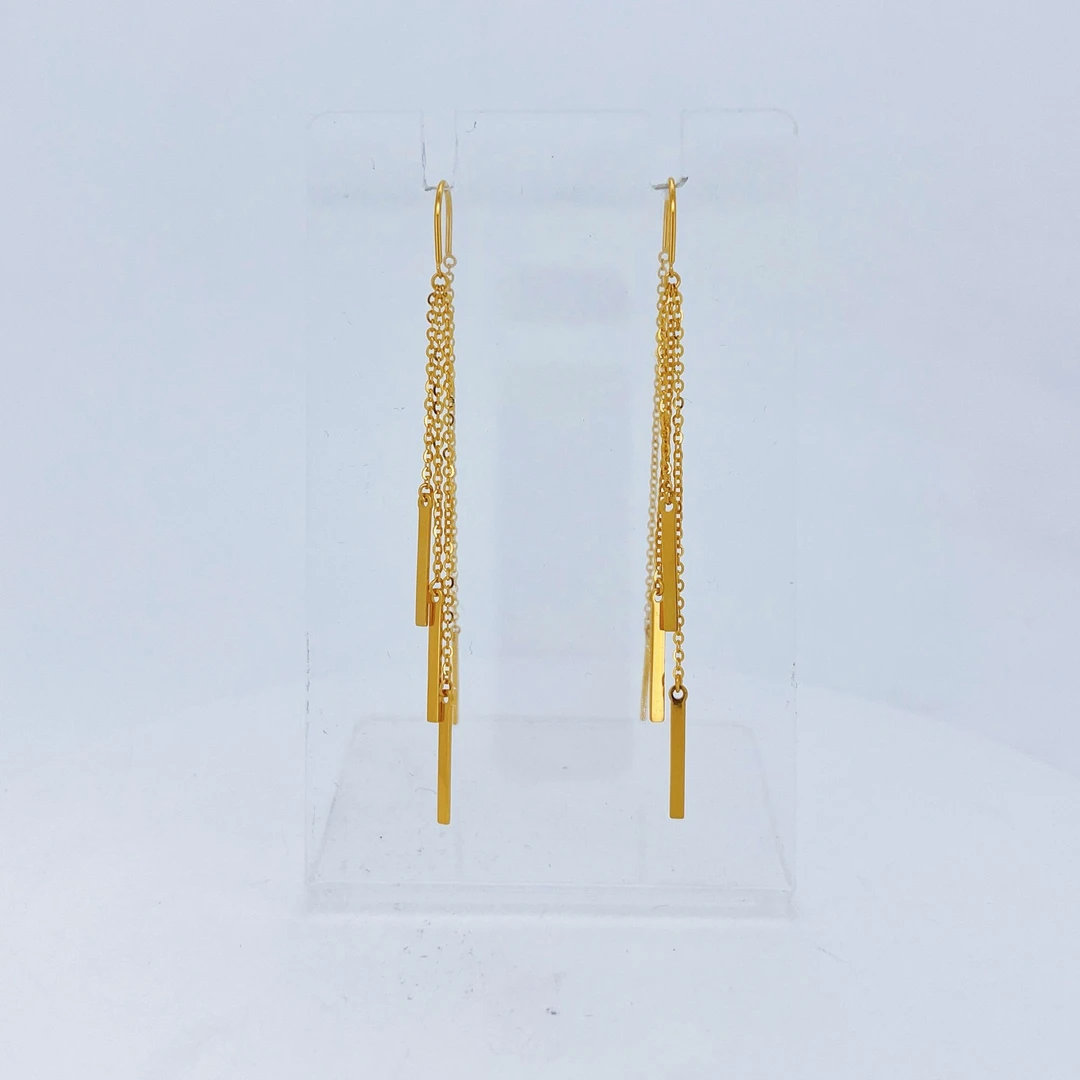 小金条耳线 足金999黄金耳线2.75