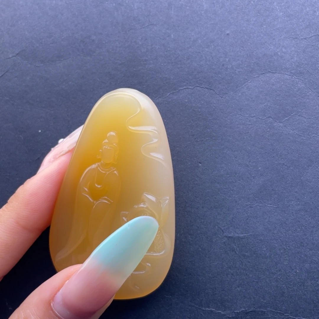 石英质玉黄蜡石挂件未镶嵌M***蔡