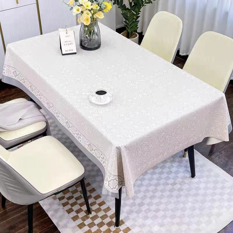 凡尔赛天丝感PU长方形桌布餐桌垫茶几专用免洗桌台布防水防油防烫