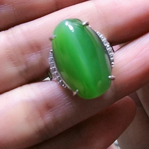 和田玉戒指银S925镶嵌