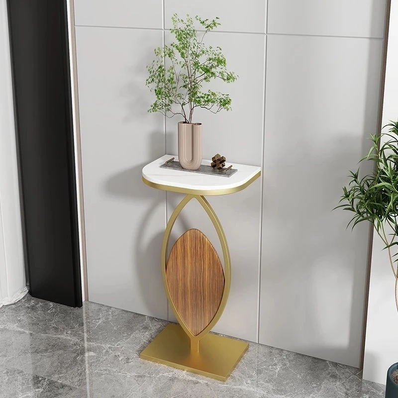 意式奢岩板花盆置物架简约客厅艺术阳台电视柜创意玄关花架铁艺桌