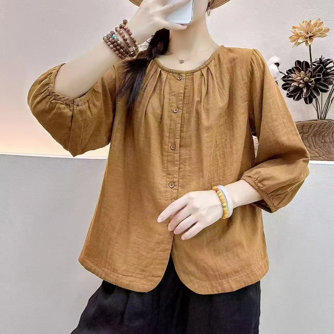 16131新款春秋休闲减龄宽松显瘦文艺洋气衬衫
