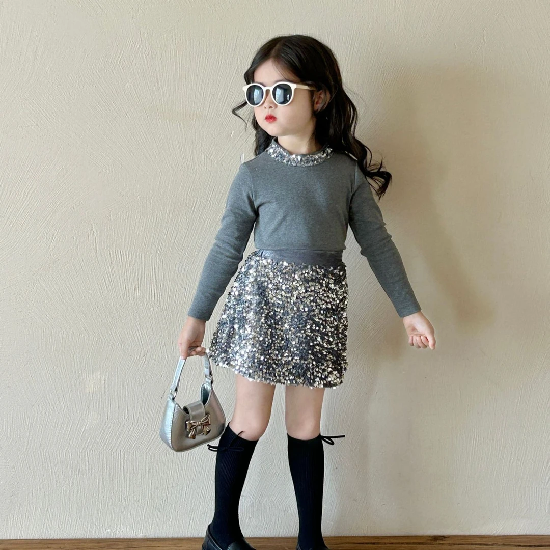 女童儿童洋气韩版时髦时尚套装2025新款春款中小童3-8岁100-1