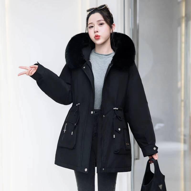 冬季活里活面可拆卸内胆大毛领加绒加厚派克棉服外套棉