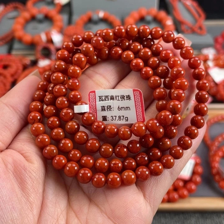 南红玛瑙未镶嵌手链瓦西南红火焰纹多圈