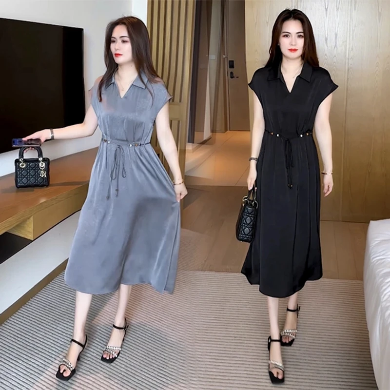 【赠运费险】2025夏季新款休闲收腰气质显瘦洋气时尚减龄短袖套裙