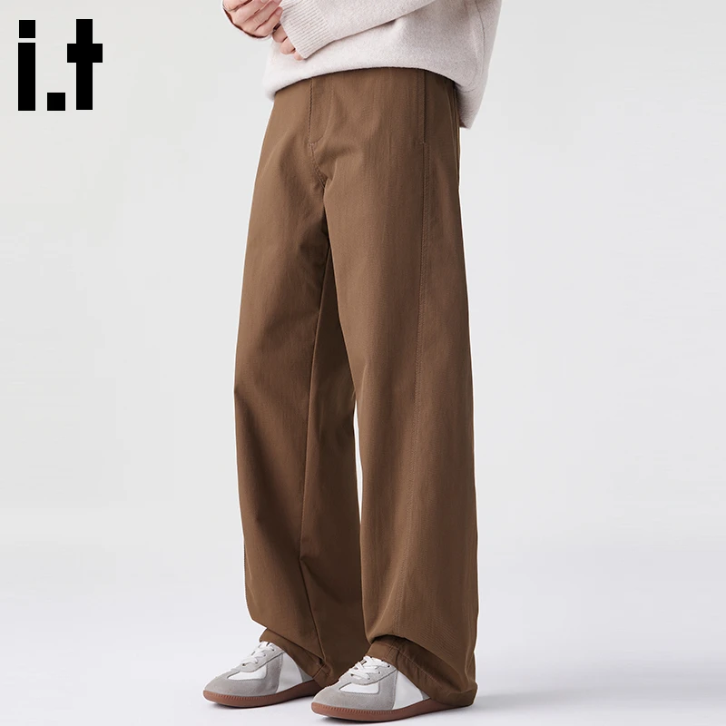 i.t:CHOCOOLATE复古百搭休闲裤男士秋冬宽松垂感舒适高街直筒长裤