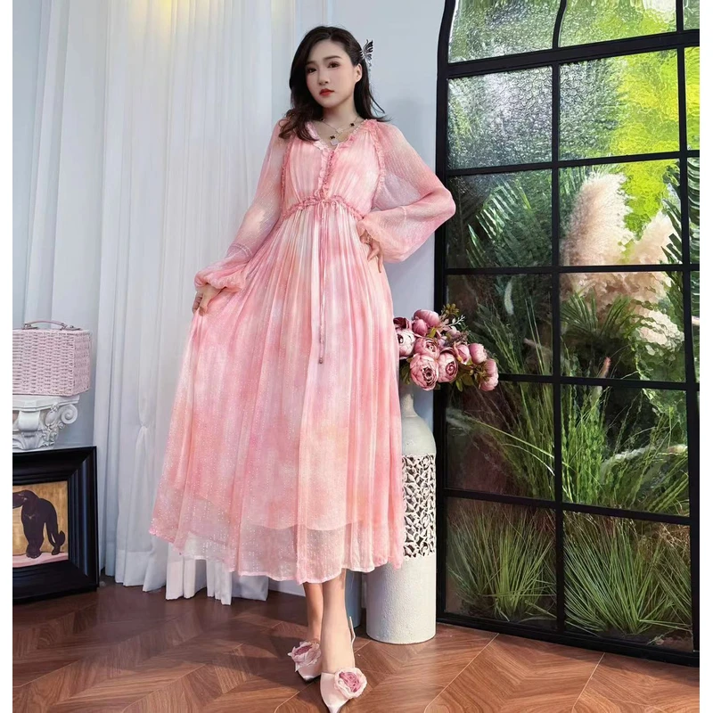 【2024灼灼其华-瑶瑶-三】重磅100桑蚕丝连衣裙Y23Q9179-6