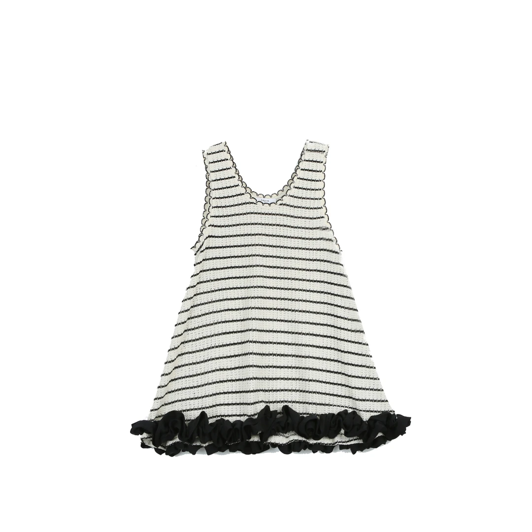 ASYUS设计师品牌2026早春新款百搭条纹背心连衣裙