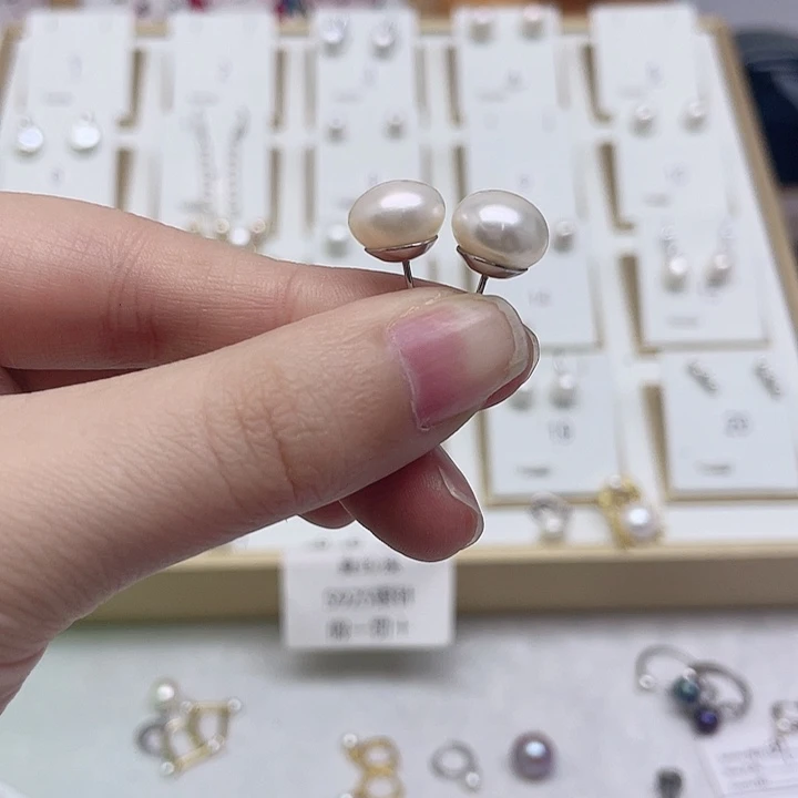 淡水珍珠耳饰银S925镶嵌^****?