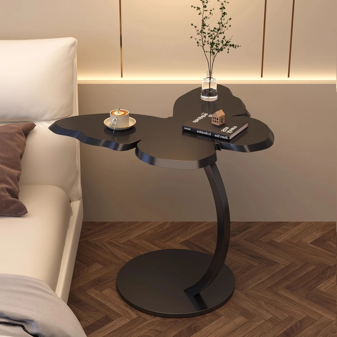 ININHOME黑色小茶几艺术感桌子可移动沙发边几置物架阳台茶桌