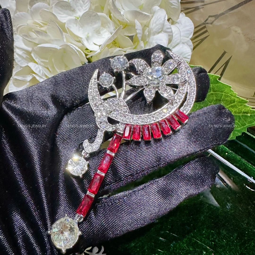 铜合金胸针 【日月星辰】A045 中古vintage 轻奢时尚复古中古胸针