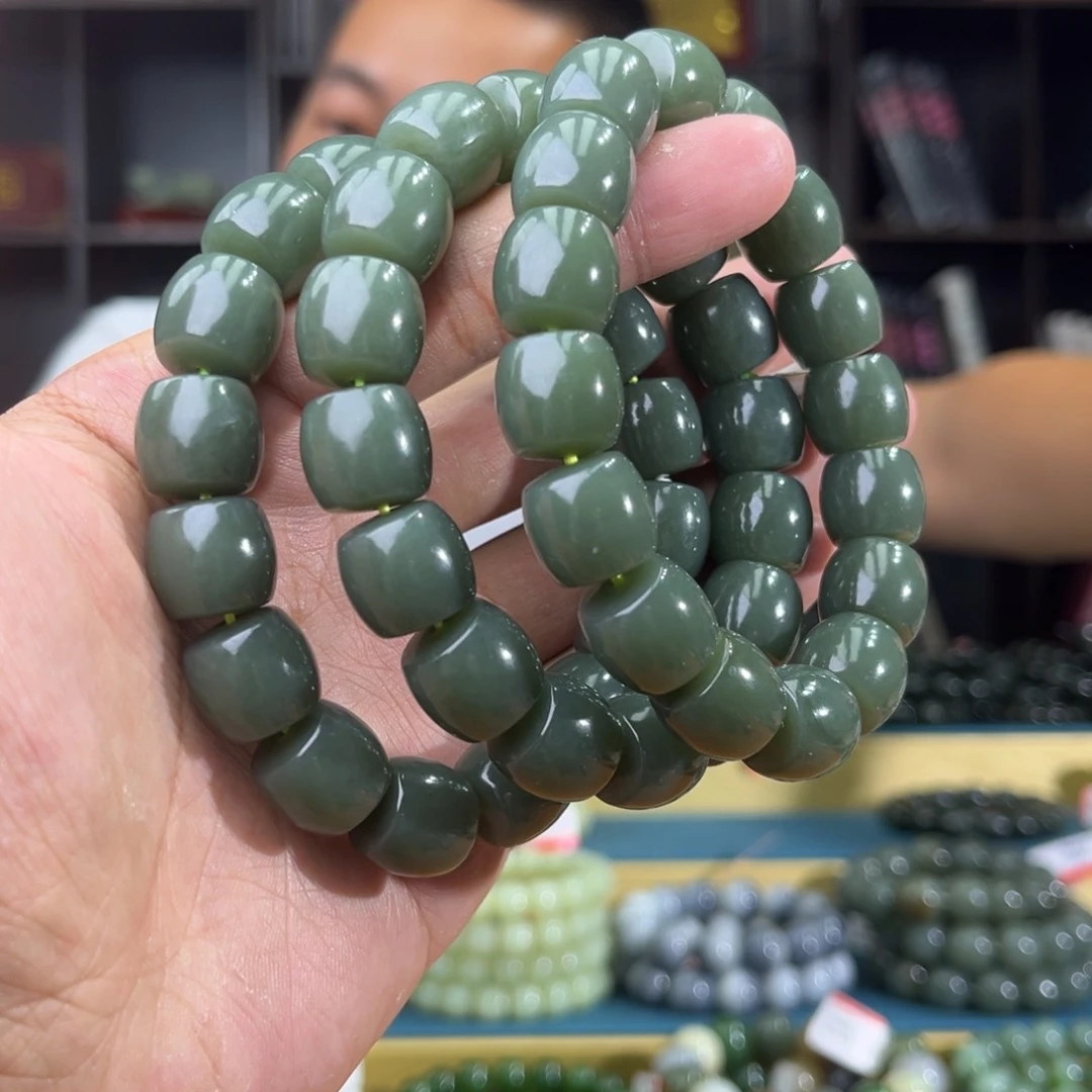 手串未镶嵌和田玉纯天然16年新疆且末冰瓷蓝卡14多样性发其一