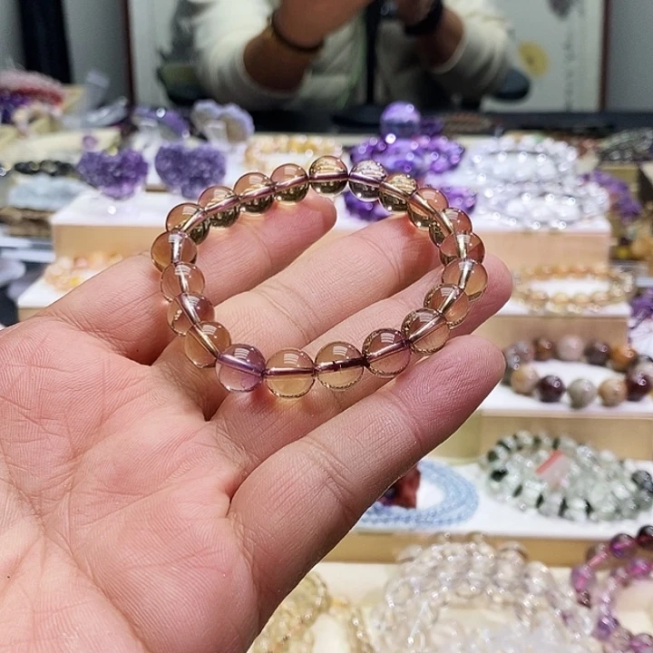 福***福手链水晶未镶嵌紫黄共生水晶手串