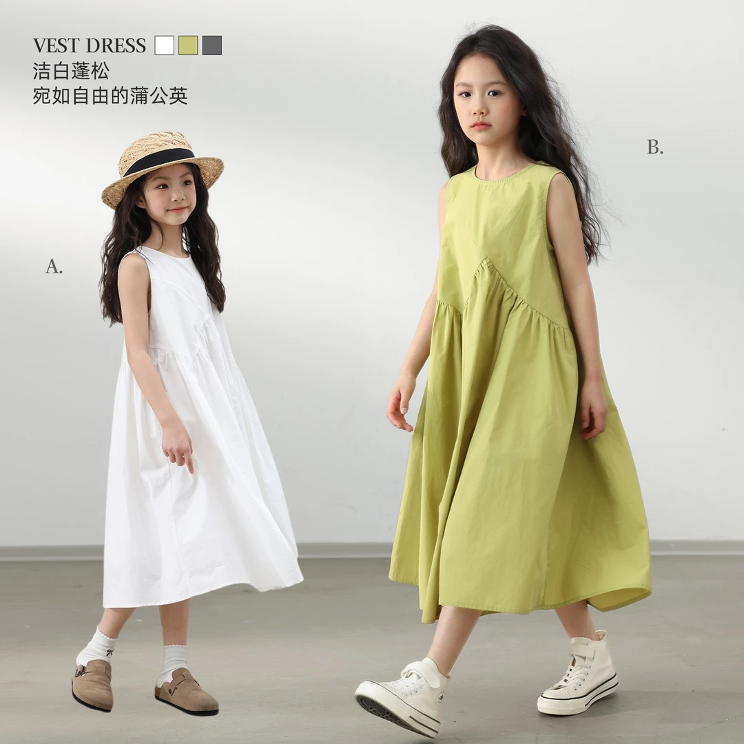 LUSON童装旗舰店【上新】云朵连身裙夏季女童圆领无袖NY530058