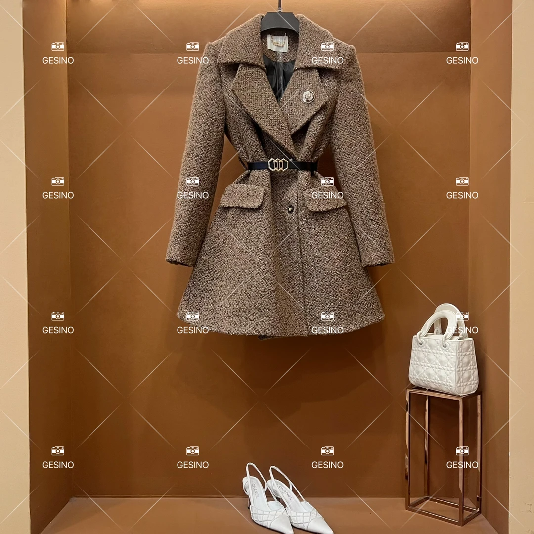 【关关】秋冬气质小香风时尚设计师中长款外套 QD-2025259