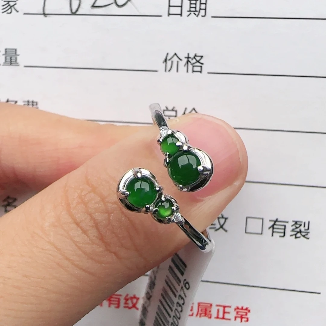 翡翠戒指银S925镶嵌戒指