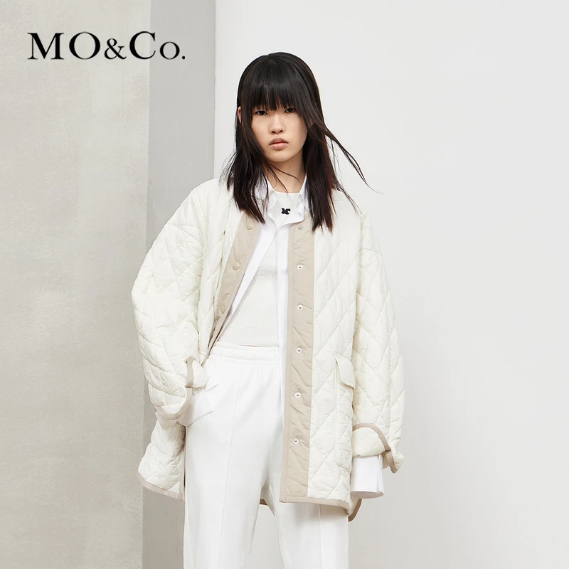 【赵老板专属】MOCO秋季菱格纹宽松廓形工装风棉服外套MBC3COTT17