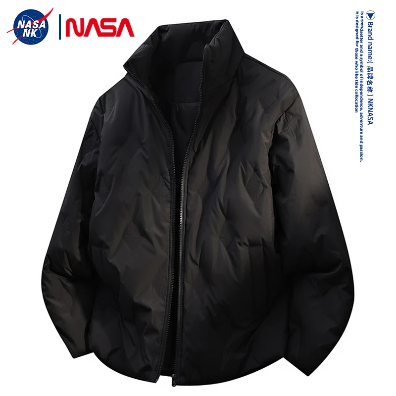 NASA联名美式立领棉服男女同款菱形设计感情侣宽松保暖外套棉衣潮