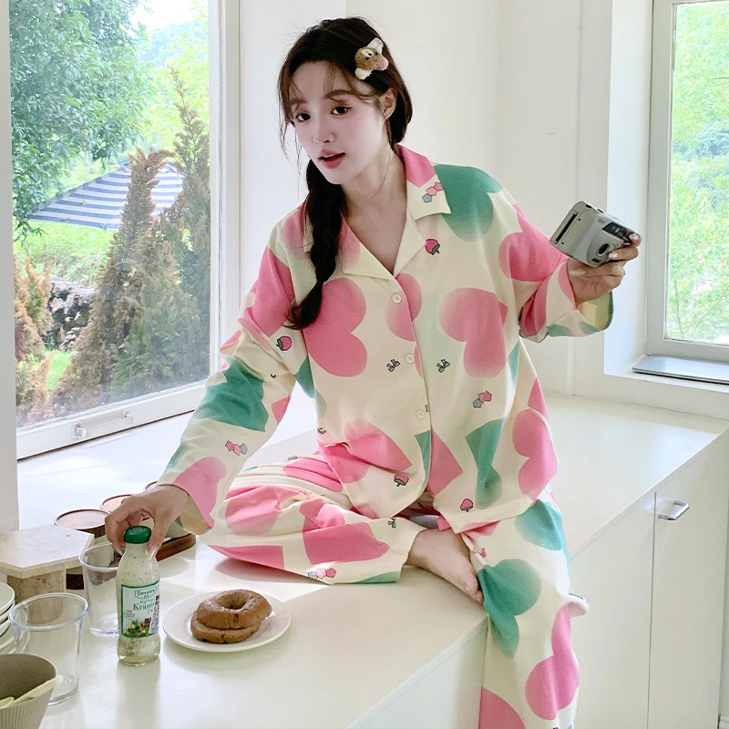 2025新款睡衣女爆款春秋季长袖薄款网红宽松大码家居服套装可外穿