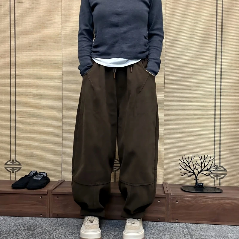 新款冬款加绒净版明线接接休闲哈伦裤女松紧腰宽松显瘦冬季百搭