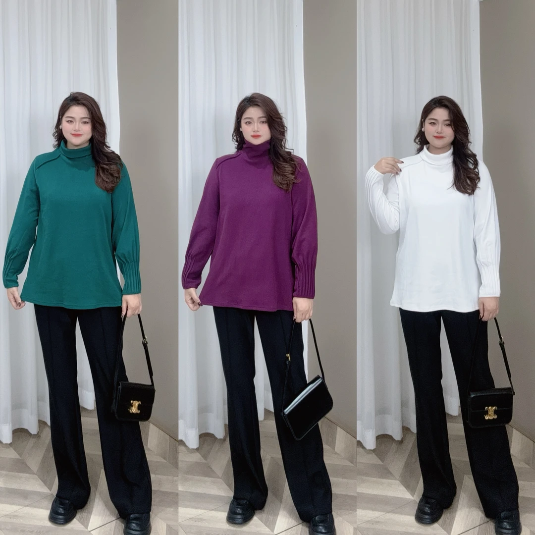 PWD32576 (仅上衣）冬季新款气质堆堆领加绒加厚大码女装