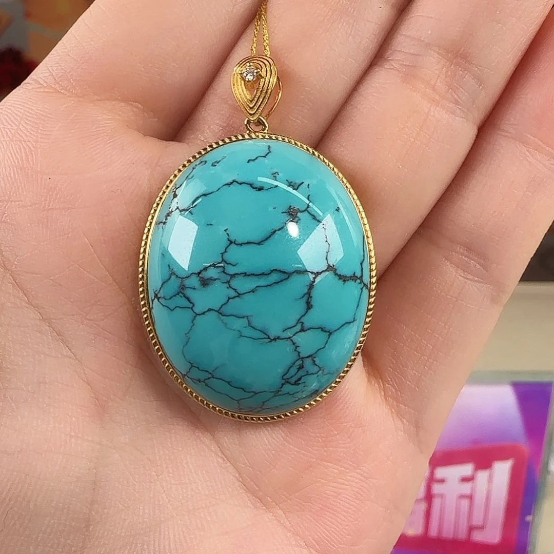 绿松石18K金镶嵌珠宝奇石