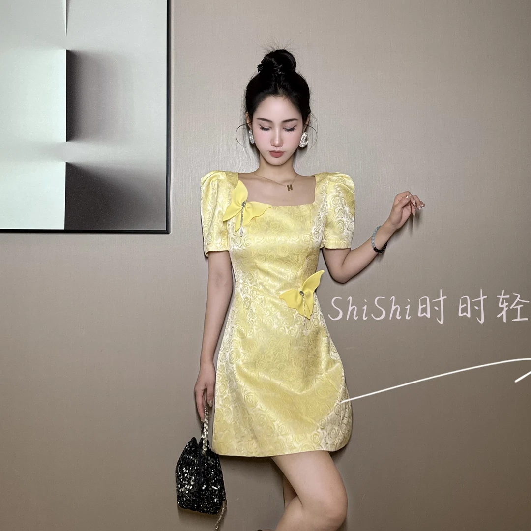 【时时原创】法式时尚减龄赫本风气质少女轻奢收腰复古连衣裙15393