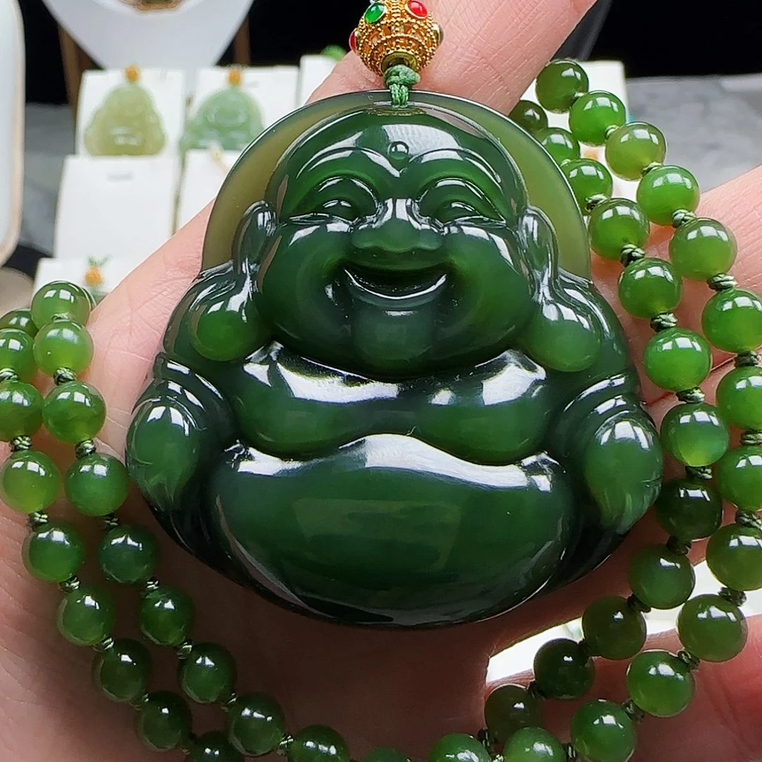 和田玉足金镶嵌颈饰50