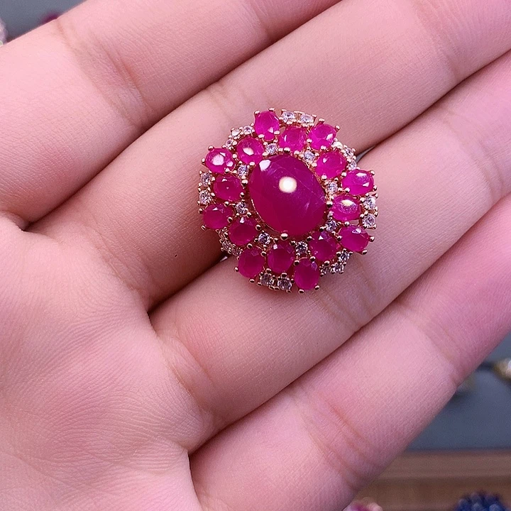 红宝石银S925镶嵌戒指