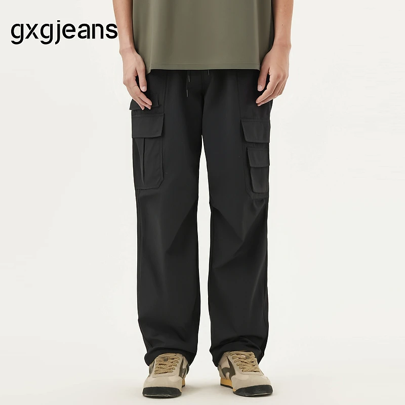 gxg.jeans男装 黑色口袋美式工装裤长裤男 25年春新品#J25D023007