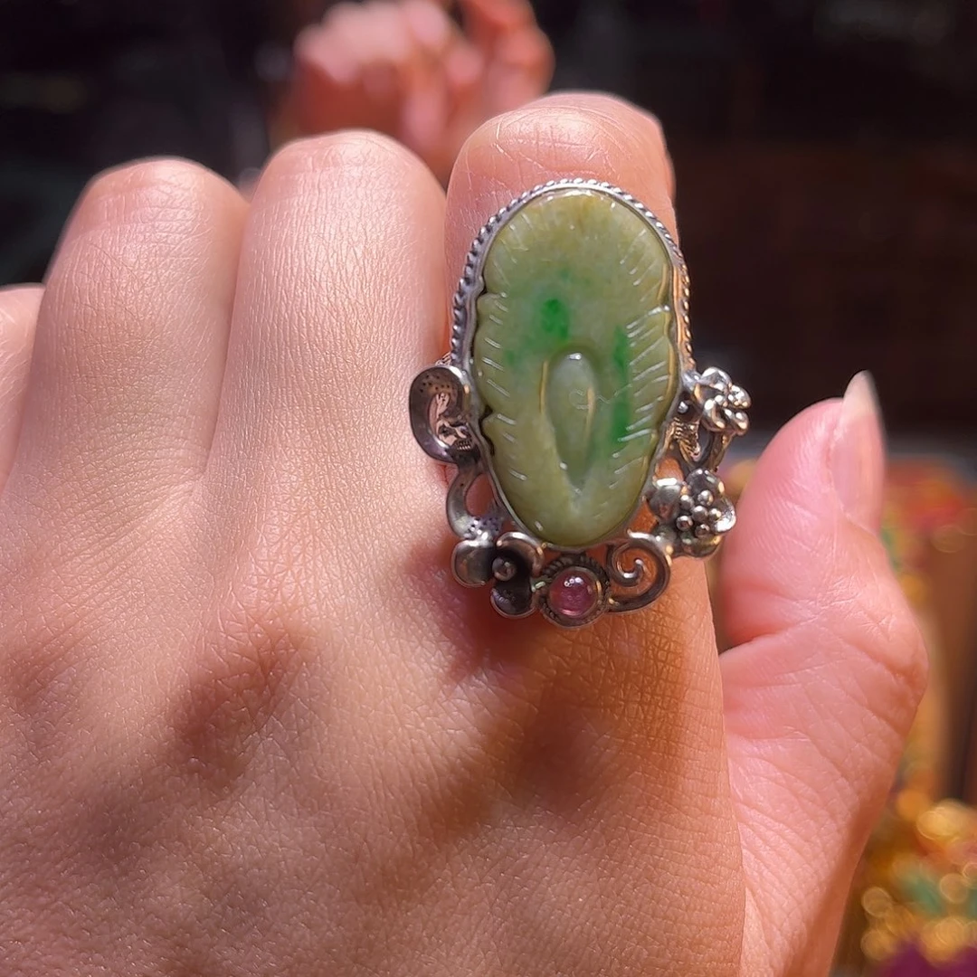 翡翠银S925镶嵌戒指