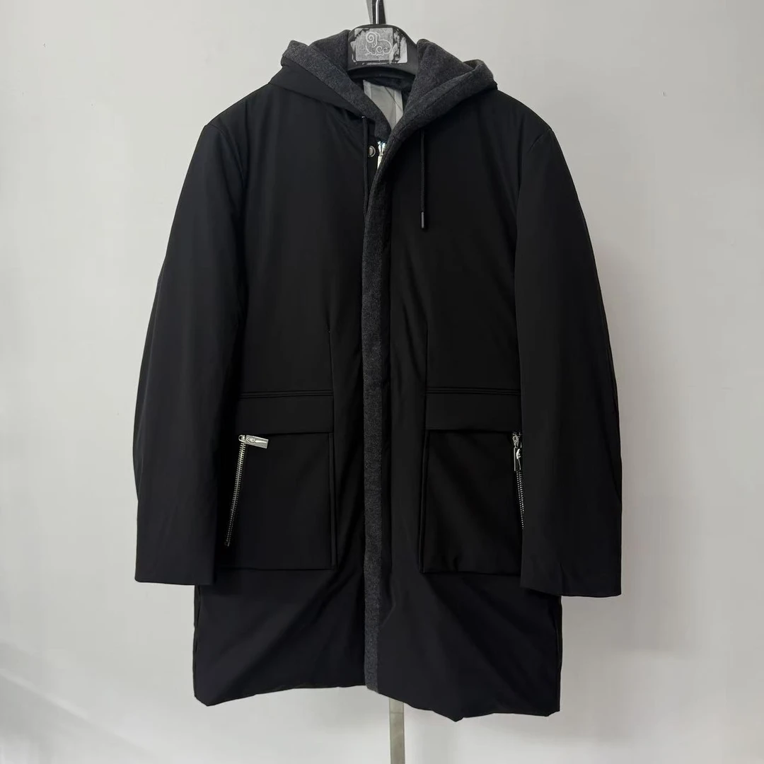 通用防水中长款棉服连帽风衣失序混搭风流浪丹宁风221