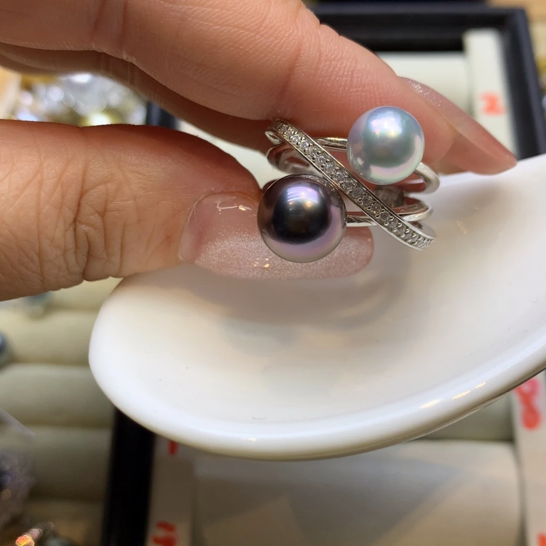 银S925镶嵌戒指海水珍珠