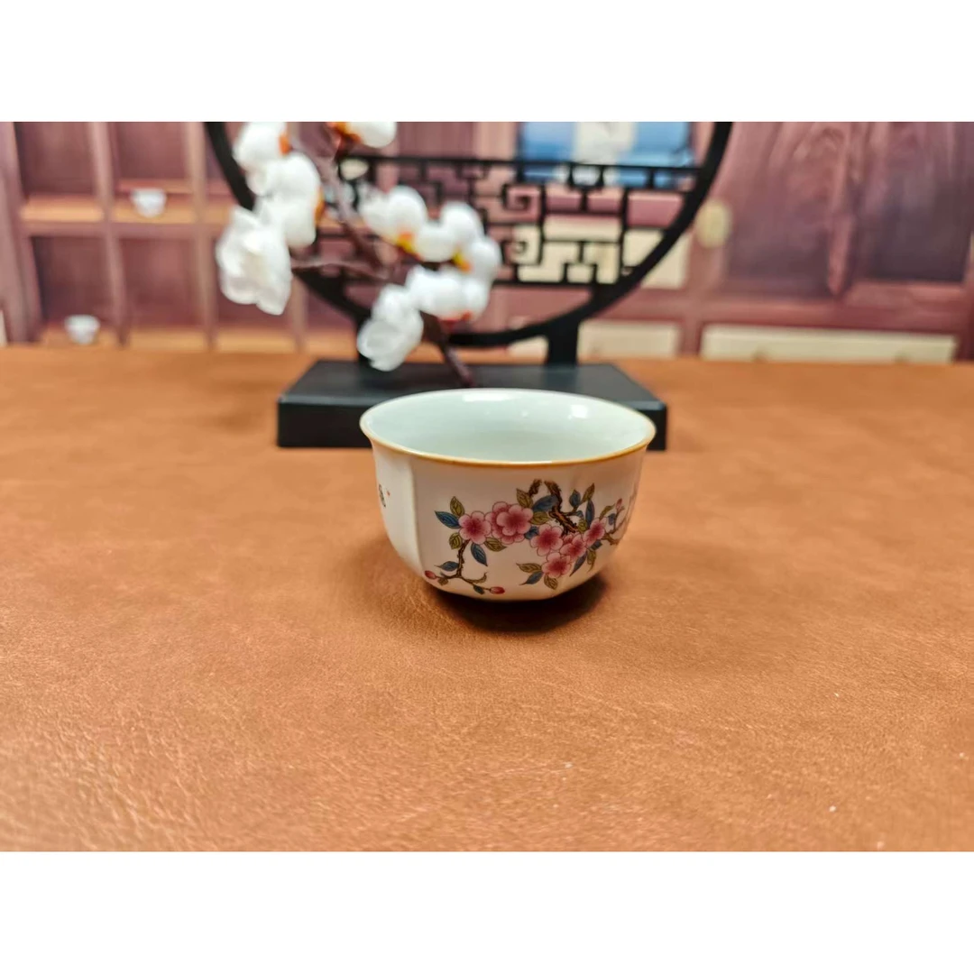 桃李春风汝窑一人饮品茗茶杯3186陶瓷功夫茶具开片