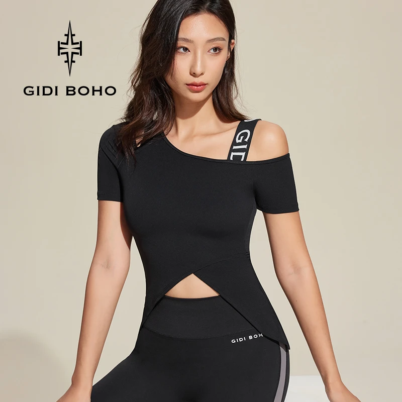 GIDI BOHO/极地薄荷时尚新款性感裸感打底衫透气运动瑜伽健身服女